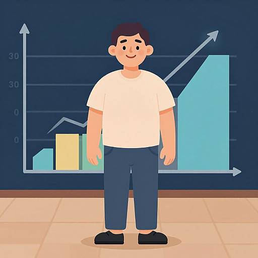 Cartoon Man Losing Weight Smiling