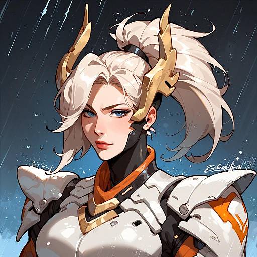 Futuristic Female Warrior in Power Armor