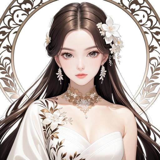 Elegant Fantasy Woman with Flowing Hair