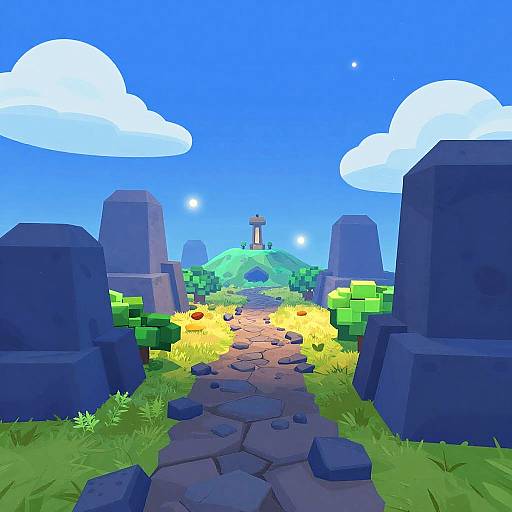 Cel-Shaded Volcanic Nightscape