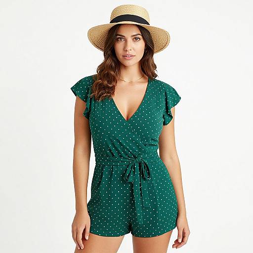 Summer Casual Woman in Polka Dot Romper