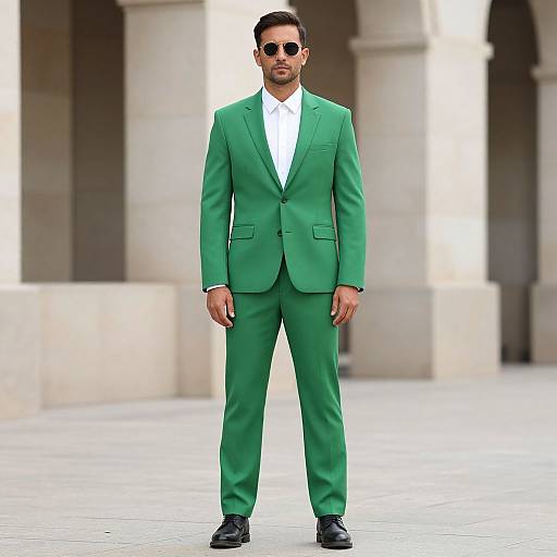 Man in Green Suit Outdoors
