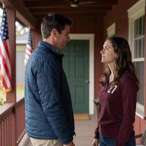 Couple Standing on Wooden Porch