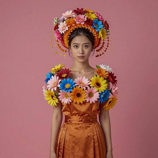Colorful Flower Headdress Portrait