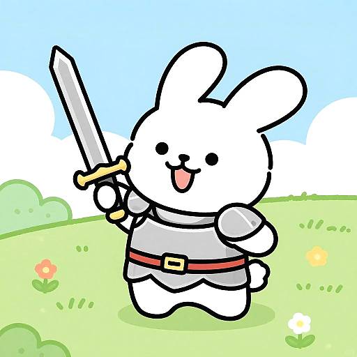 Playful Bunny Warrior in Meadow