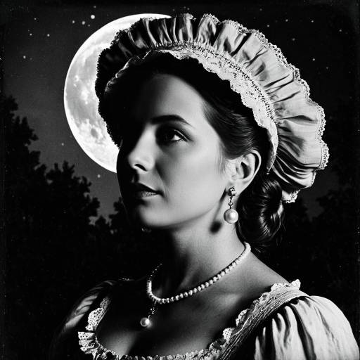 Vintage Woman Portrait with Moonlight