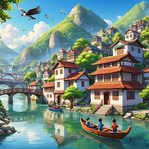 Boys Exploring Nature by the River