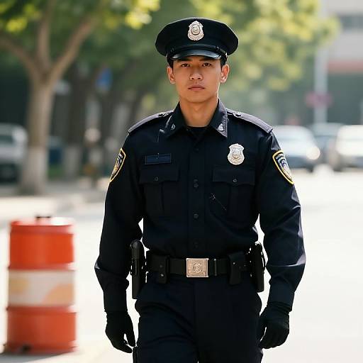 Serious Male Police Officer Urban Photo