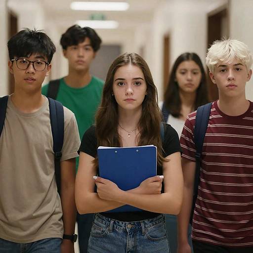 Teenagers in a School Hallway