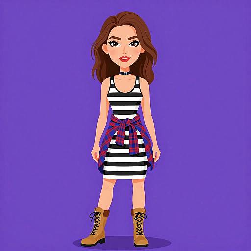 Grunge Style Woman in Striped Dress