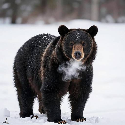 Black Bear in Snowy Landscape