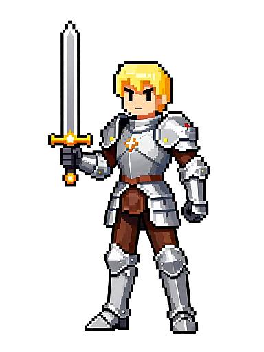 Pixel Art Knight with Holy Sword