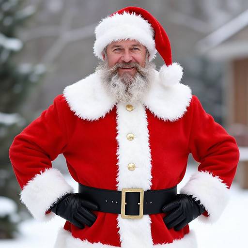 Classic Santa Claus in Snowy Setting