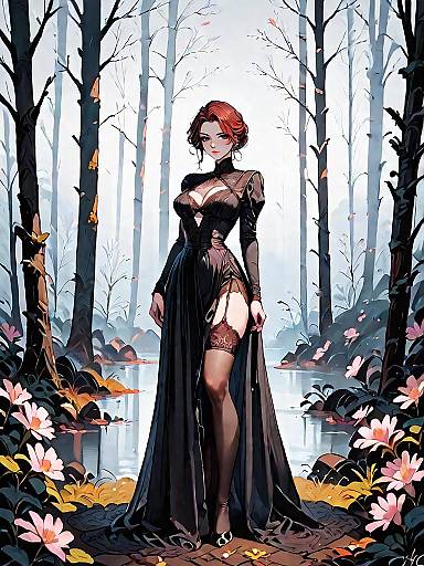 Elegant Dark Fantasy Girl in Lace