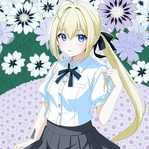 Illustration of Amano soraha, assault lily in the style of Coro fae