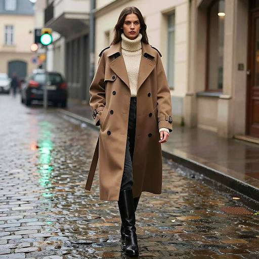 Layered Straight Hair Rainy Fashion Editorial