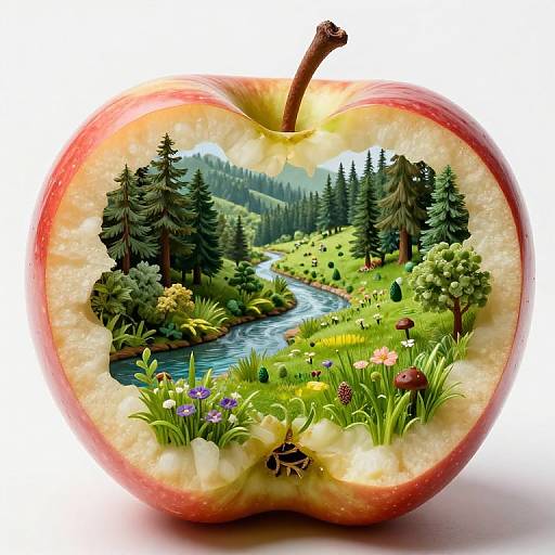 Miniature World Inside Decaying Apple