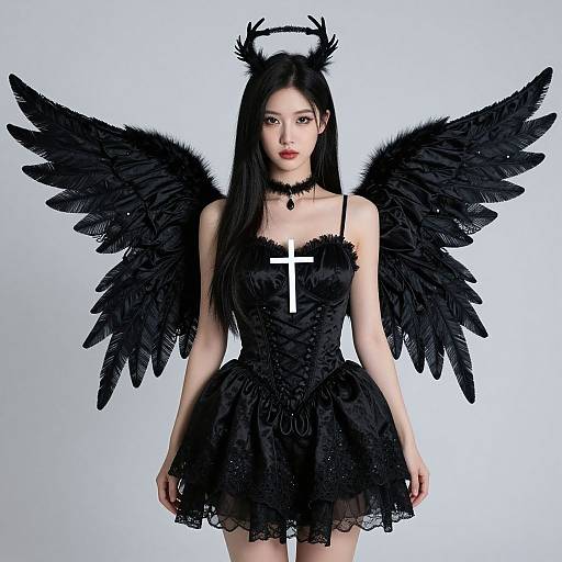Midnight Fairy Woman in Dark Costume