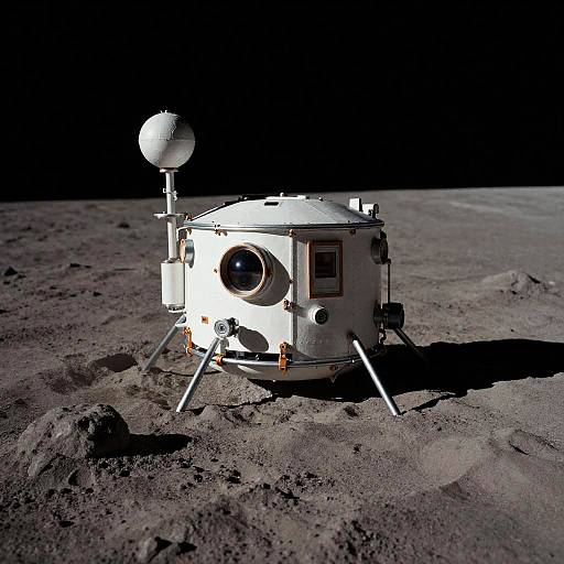 Lunar Surface Probe on Moon Landscape