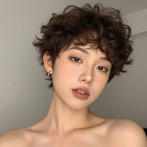 Realistic Curly Pixie Cut Portrait