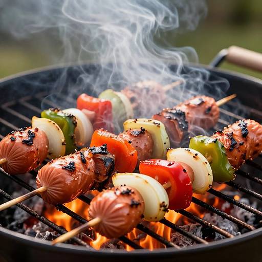 Grilled Calabresa Skewers BBQ Scene