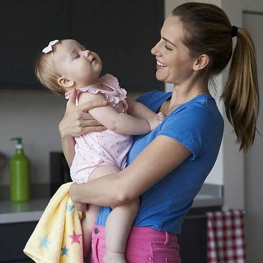 Joyful Moment in a Cozy Kitchen