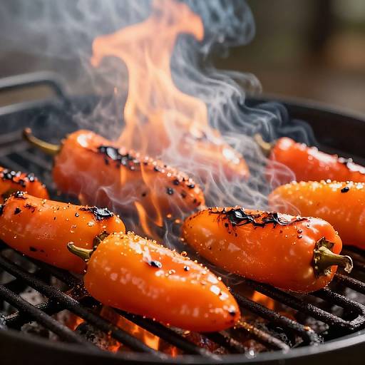 Sizzling Jalapeno Peppers on Grill