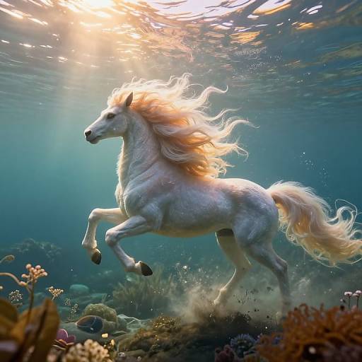 Mythical Creature in Vibrant Underwater Scene