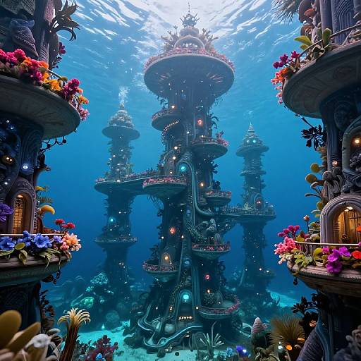 Surreal Underwater Spiraling Metropolis