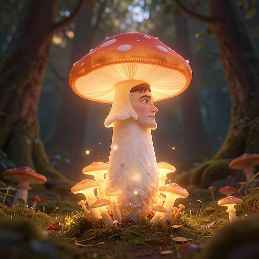 Mystical Man with Mushroom Glow