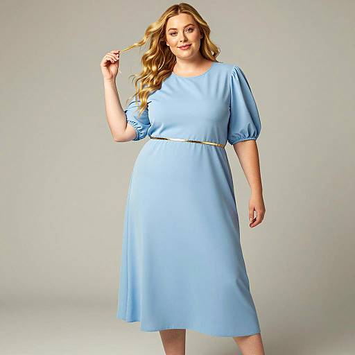 Elegant Plus Size Woman in Blue Dress
