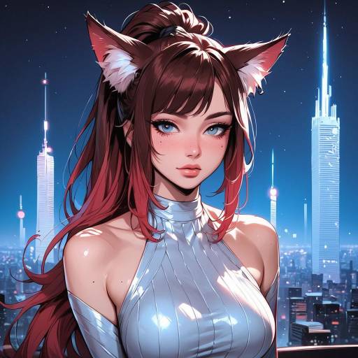 Futuristic Fox Girl in Regal Attire Futuristic Fox Girl in Regal Attire