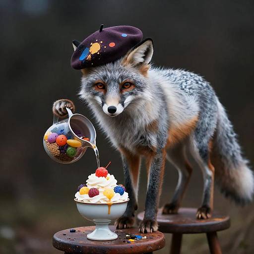 Silver Fox Artist Pouring Kaleidoscopic Soufflé