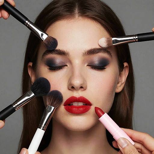 Close-Up Makeup Tools and Portrait