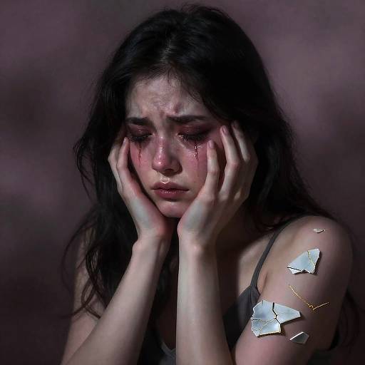 Cracked Porcelain Heartbreak in Smoky Mauves