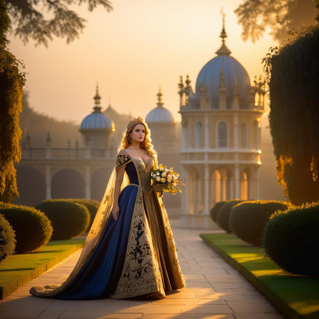 Regal Queen in Palace Gardens at Dusk