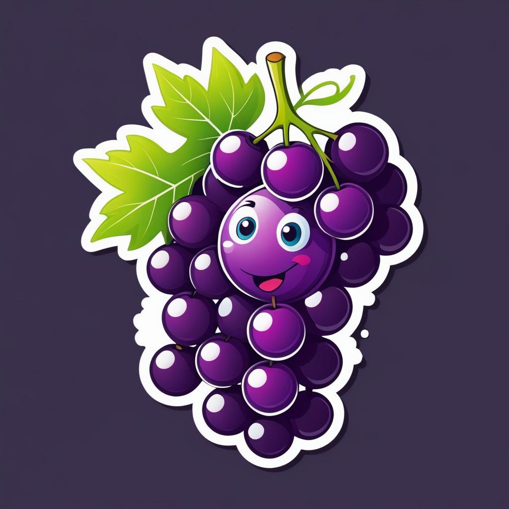 Adorable Grape Character Logo Sticker