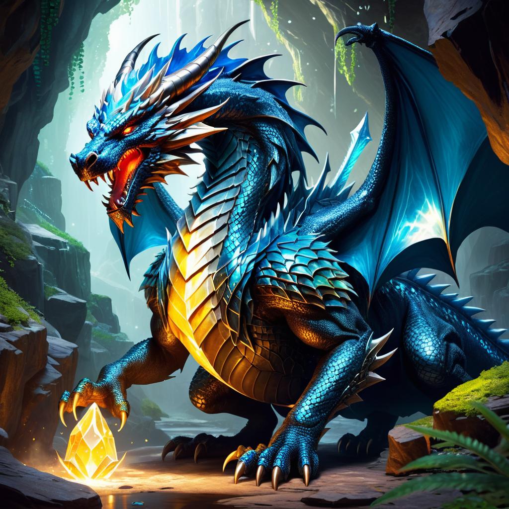 Majestic Dragon in Enchanted Cave