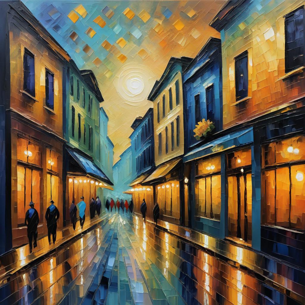 Van Gogh Inspired City Street at Dusk