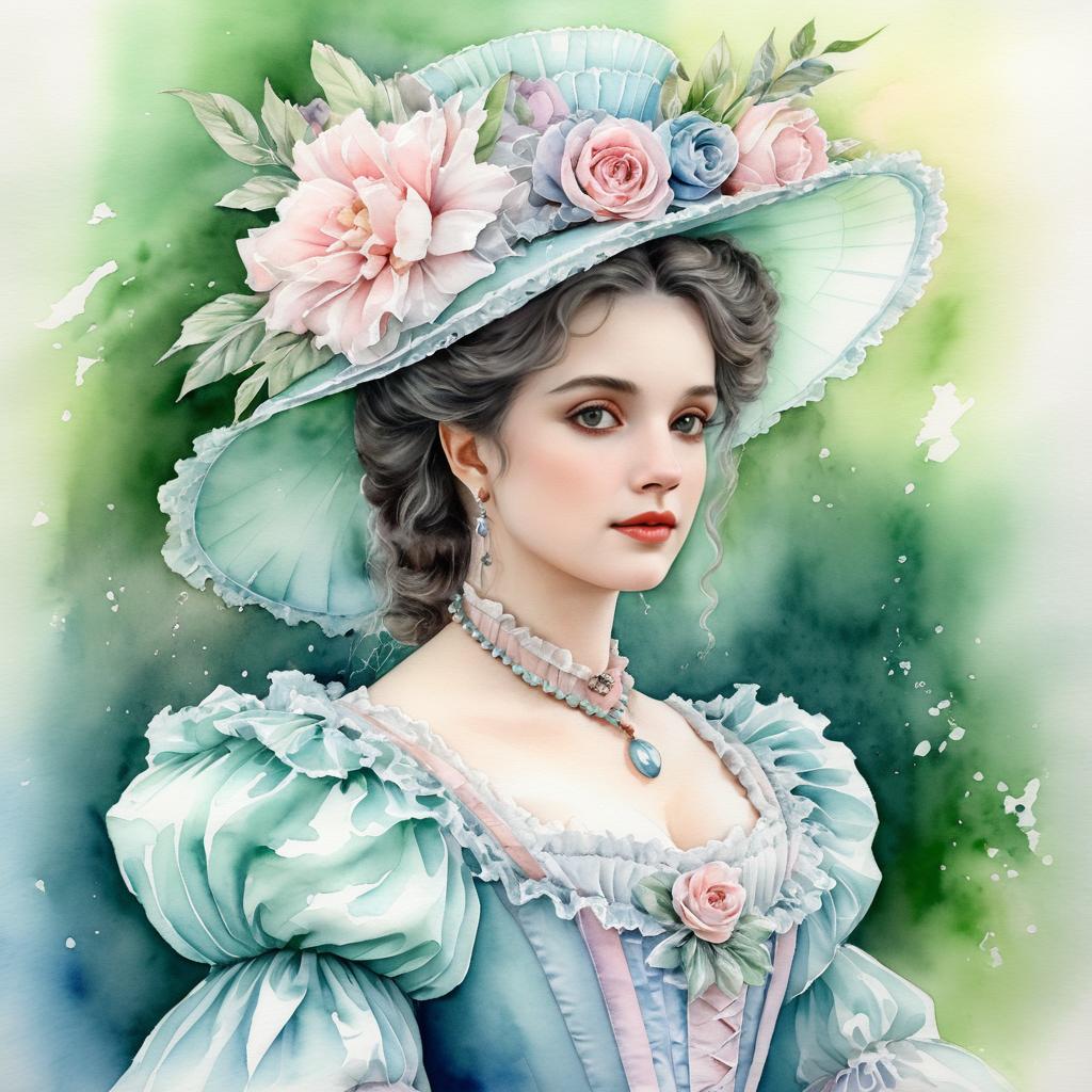 Elegant Victorian Lady in Watercolor Art