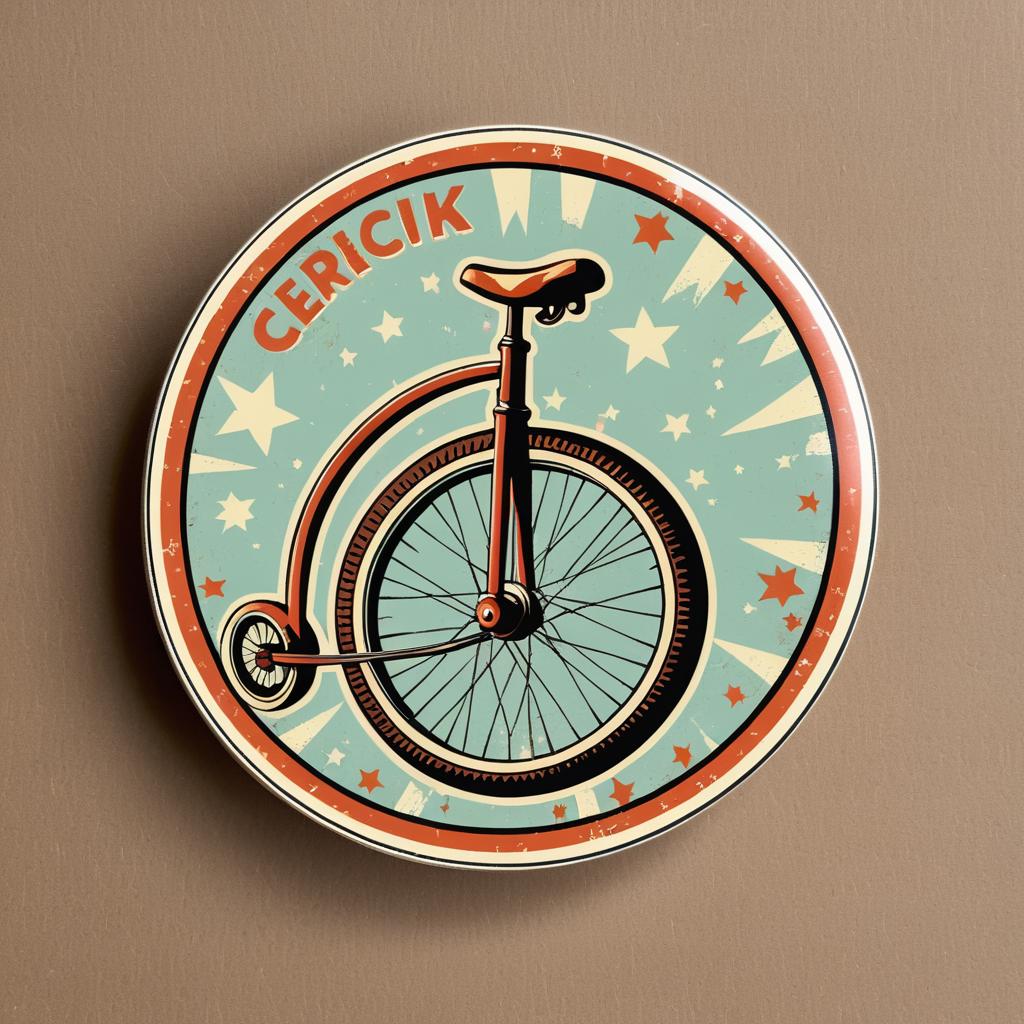 Quirky Retro Unicycle Magnet Design