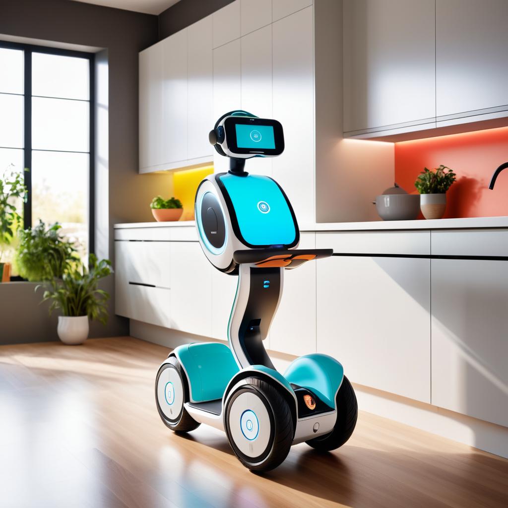 Whimsical Robot Segway in Modern Kitchen