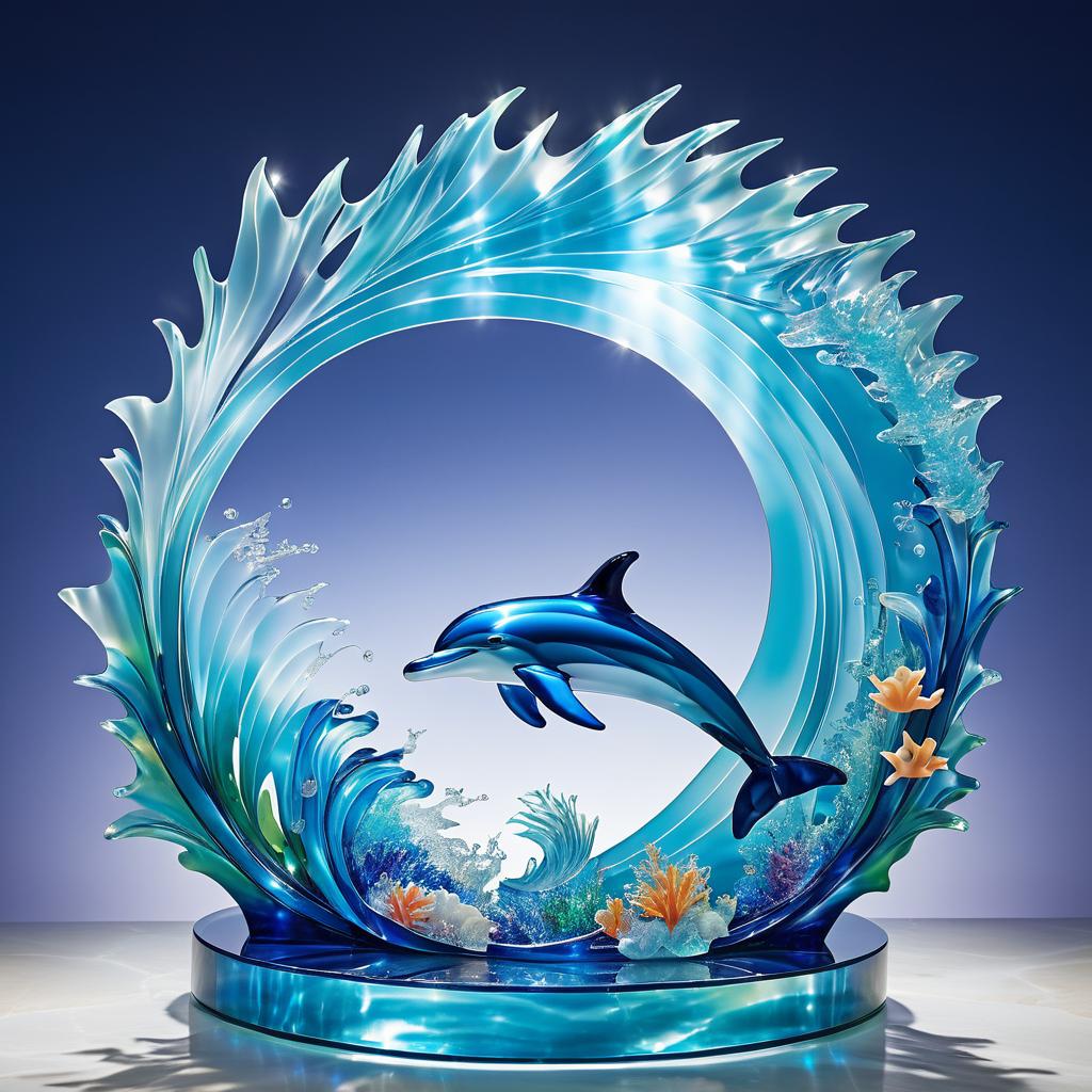 Mesmerizing 3D Glass Dolphin Sculpture