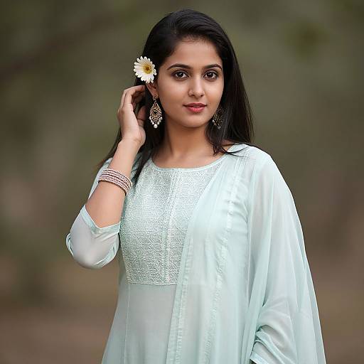 Photorealistic Organza Salwar Suit Portrait