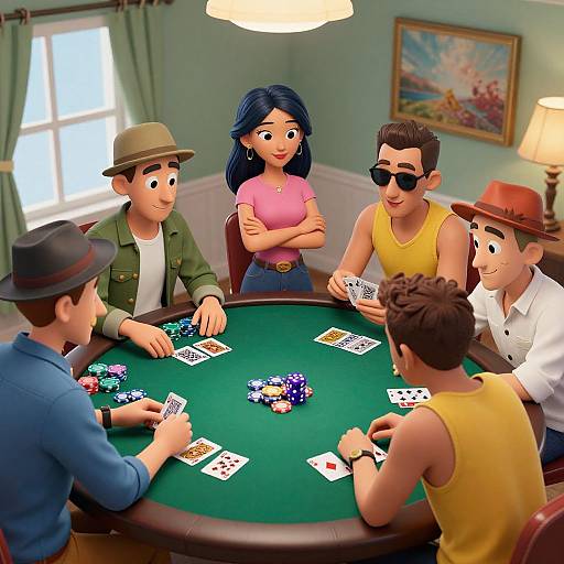 Cartoon Characters Playing Poker