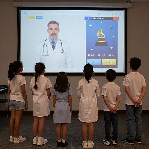 Children Watching Doctor-Themed Kinect Game