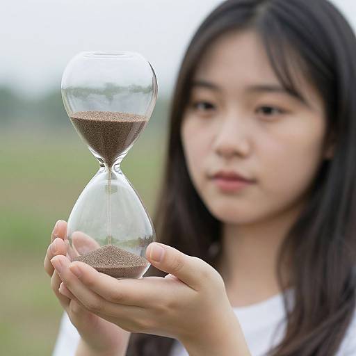 Serene Woman with Transparent Hourglass