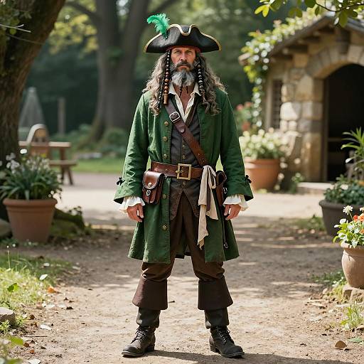 Man in Green Pirate Costume Outdoors