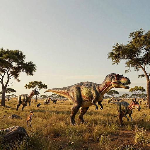 Dinosaur Herd Migration at Golden Hour