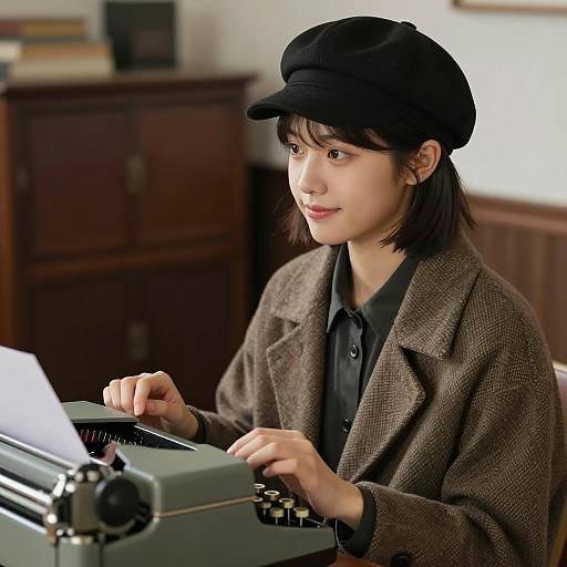 Contemplative Writer in Vintage Setting